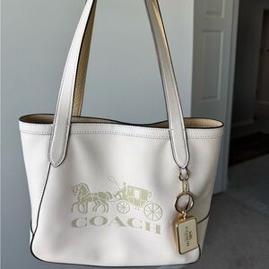 Coach Cream Tote Bag with Gold Accents